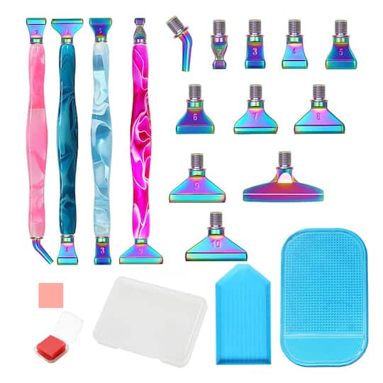 Sparkly Selections Rainbow Metal Tipped Diamond Painting Pen Accessory Set